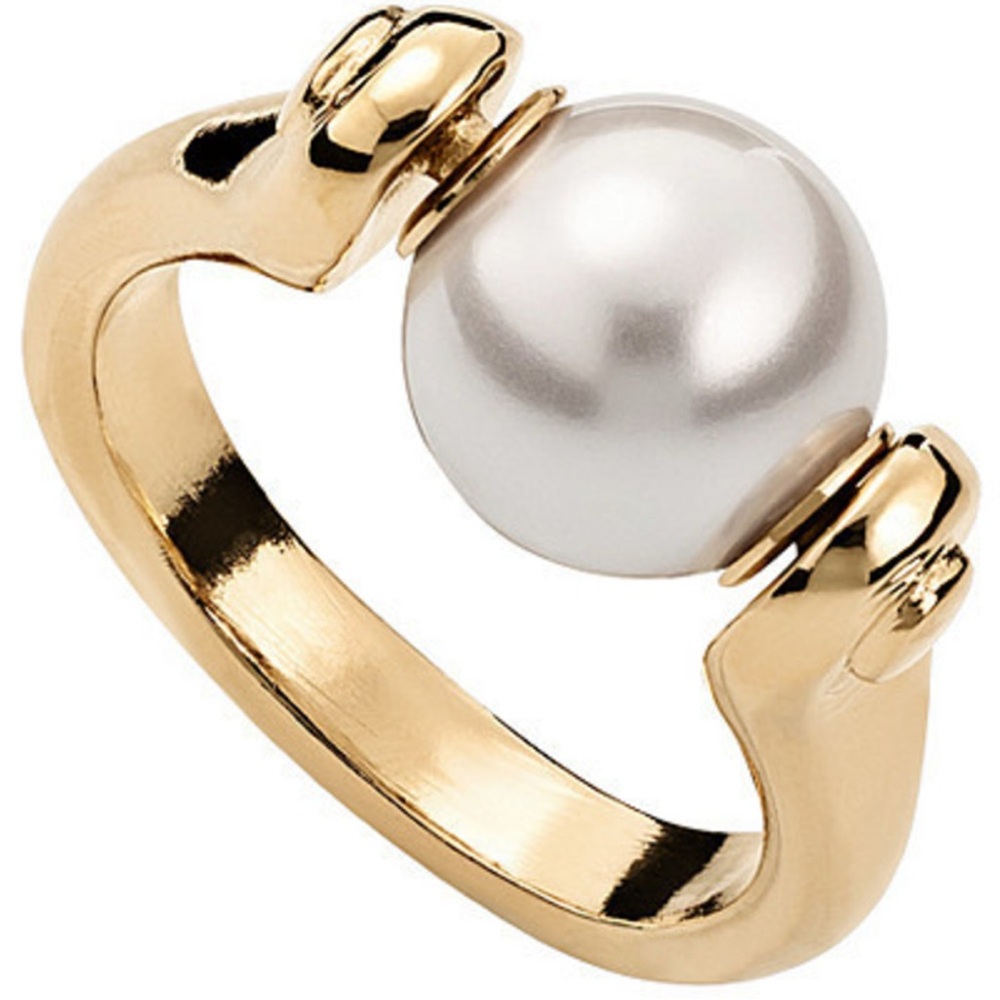 UNO de 50 Gold Ring with Silver Pearl